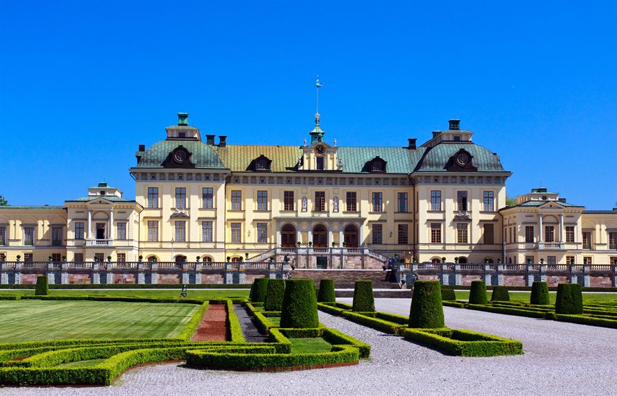 Drottningholm Palace and its formal gardens outside Stockholm